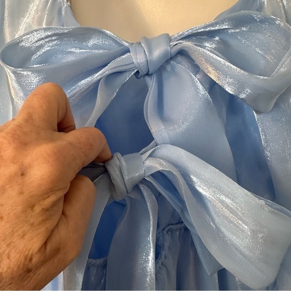 Midnight Doll Dress Blue Pastel Open Back with Bows Prom Wedding Easter Size L - Picture 7 of 15